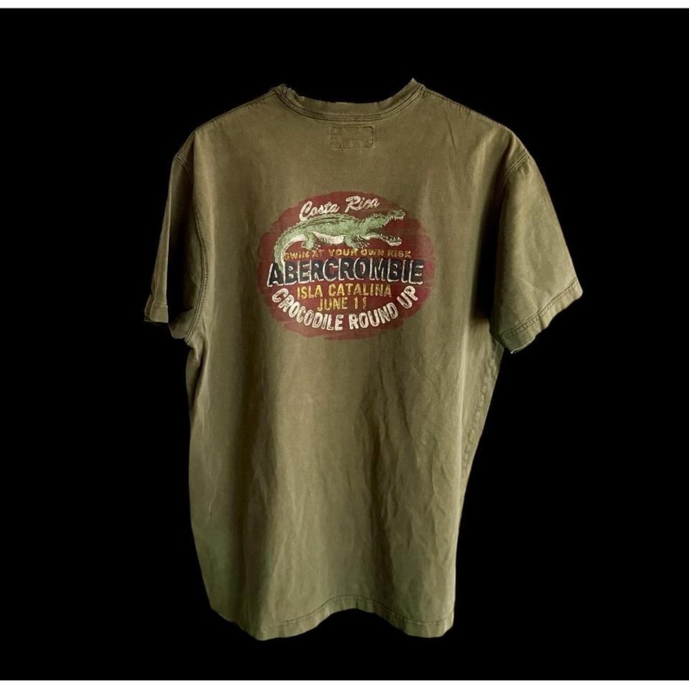 Vintage 90's Abercrombie & Fitch Shirt Fits M/L Tag XL Green Olive Crocodile
